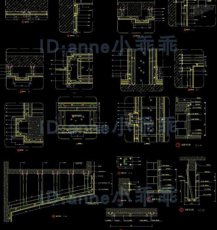 现代家装工装石材干挂湿贴处理收口cad剖面节点图大样图cad施工图
