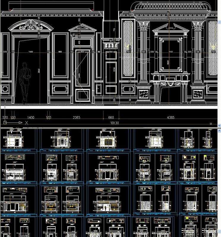 美式法式巴洛克风格家居体验馆展厅整木家装豪宅护墙板cad立面图