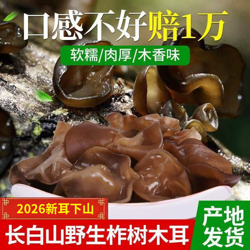 长白山特级野生软糯黑木耳干货