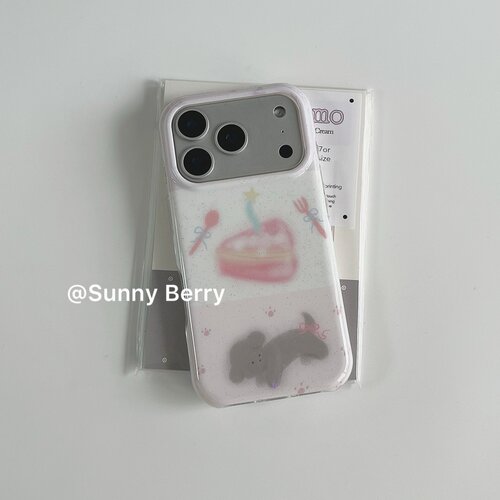 向日的浆果ins韩系小众温柔甜美粉白治愈可爱蛋糕小狗适用苹果17pro手机壳iphone16promax/14/15保护套防摔