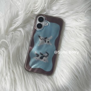 13保护套防摔 向日 浆果in韩系小众时髦高级感蓝灰撞色可爱小狗简约适用苹果16pro手机壳iphone15promax
