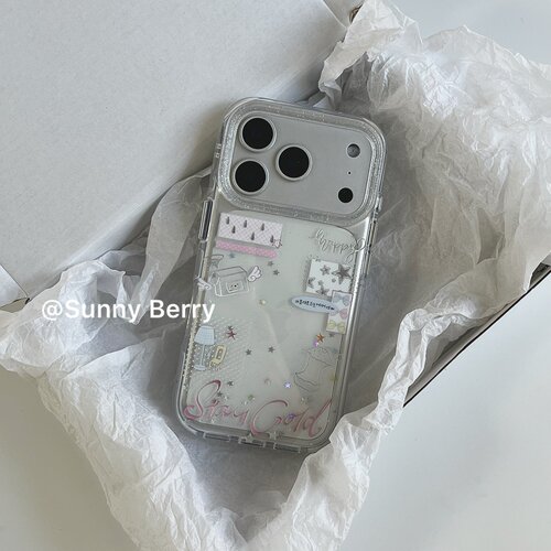 向日的浆果ins小众韩系少女心拼接星星粉英文蝴蝶结透闪适用苹果17pro手机壳iphone16promax/14/15保护套防摔