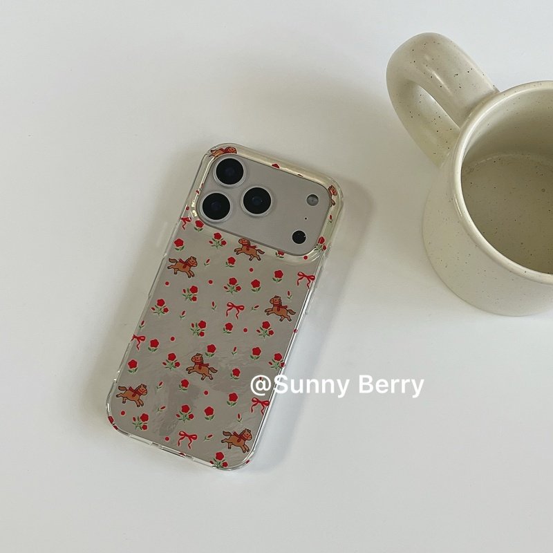 向日的浆果ins小众新年红色玫瑰蝴蝶结飞奔小马可爱插画适用苹果17pro手机壳iphone16promax/14/15保护套防摔,3C数码配件,手机保护套/壳,淘宝优惠券,粉丝福利购,淘宝优惠卷