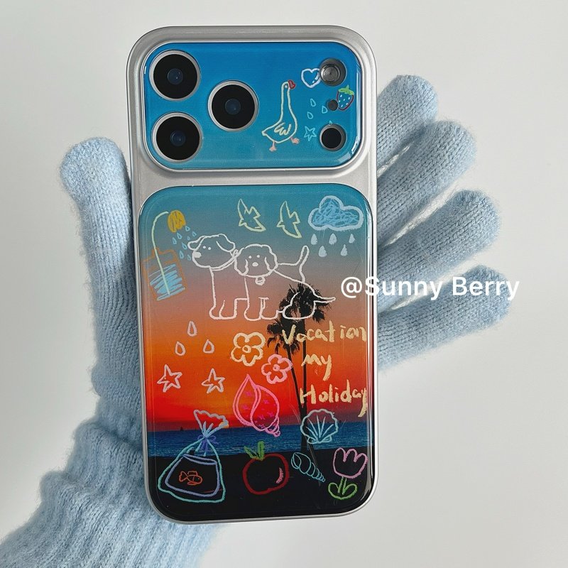 向日的浆果ins韩系小众海边落日可爱小狗海螺金鱼银边适用苹果17