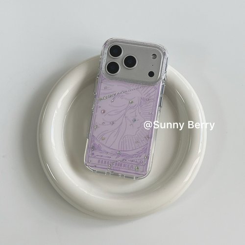 向日的浆果ins日韩小众梦幻少女紫色线条女孩闪片星星适用苹果18pro手机壳iphone17promax/16/15保护套防摔
