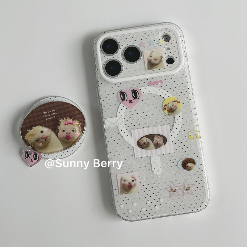 向日的浆果ins小众古早波点搞怪可爱红唇嘟嘴雪貂磁吸适用苹果17