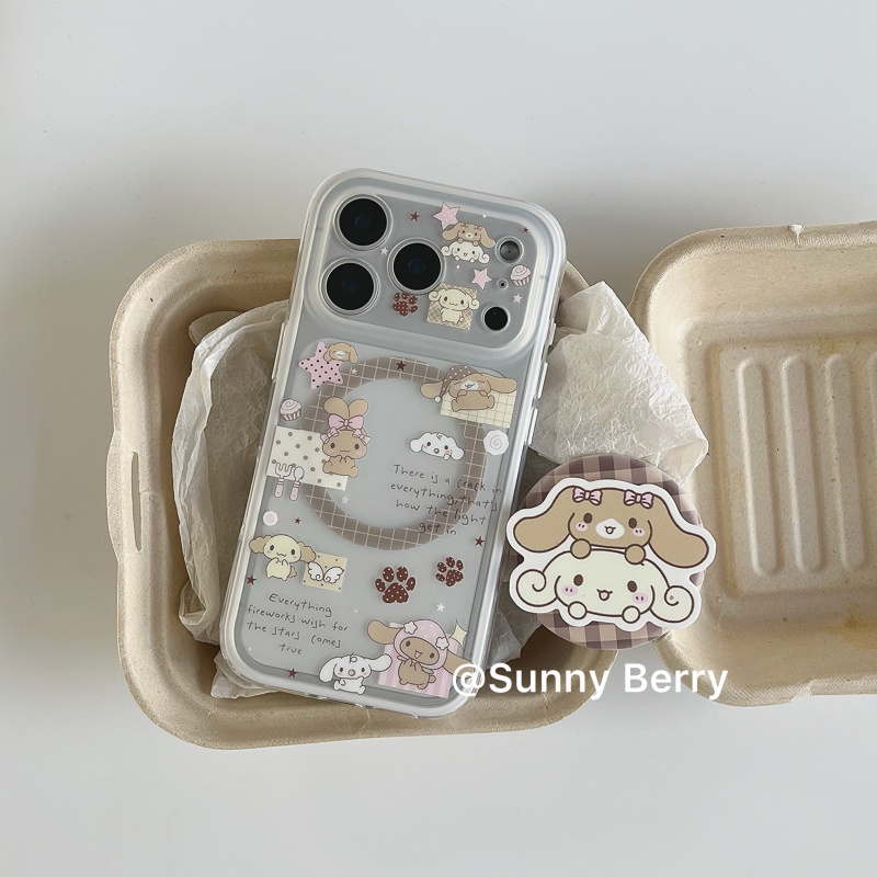 向日的浆果ins日系小众古早可爱拼贴长耳朵兔子支架磁吸适用苹果17pro手机壳iphone16promax/14/15保护套防摔