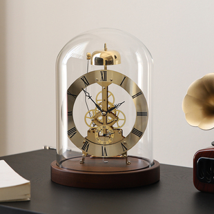 意式极简复古机械闹钟桌面时钟摆件钟表台式座钟样板房软装艺术感