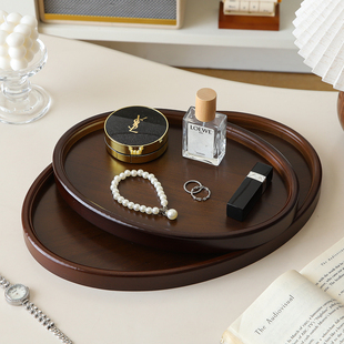中古风木质香薰香水托盘摆件高级感小众入户玄关收纳首饰品展示盘