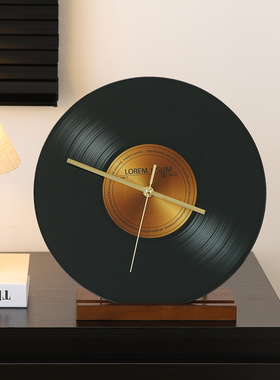 中古风唱片时钟桌面摆件客厅轻奢高档电视机柜玄关意式极简装饰品