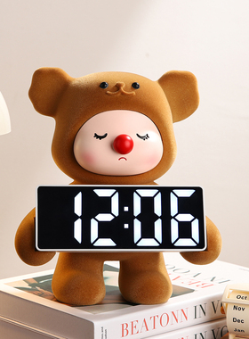 可爱治愈创意时钟摆件入户玄关酒柜客厅家居房间好物办公桌装饰品