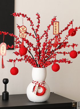 2026过新年红果发财果装饰春节喜庆氛围布置电视柜餐桌年宵花摆件