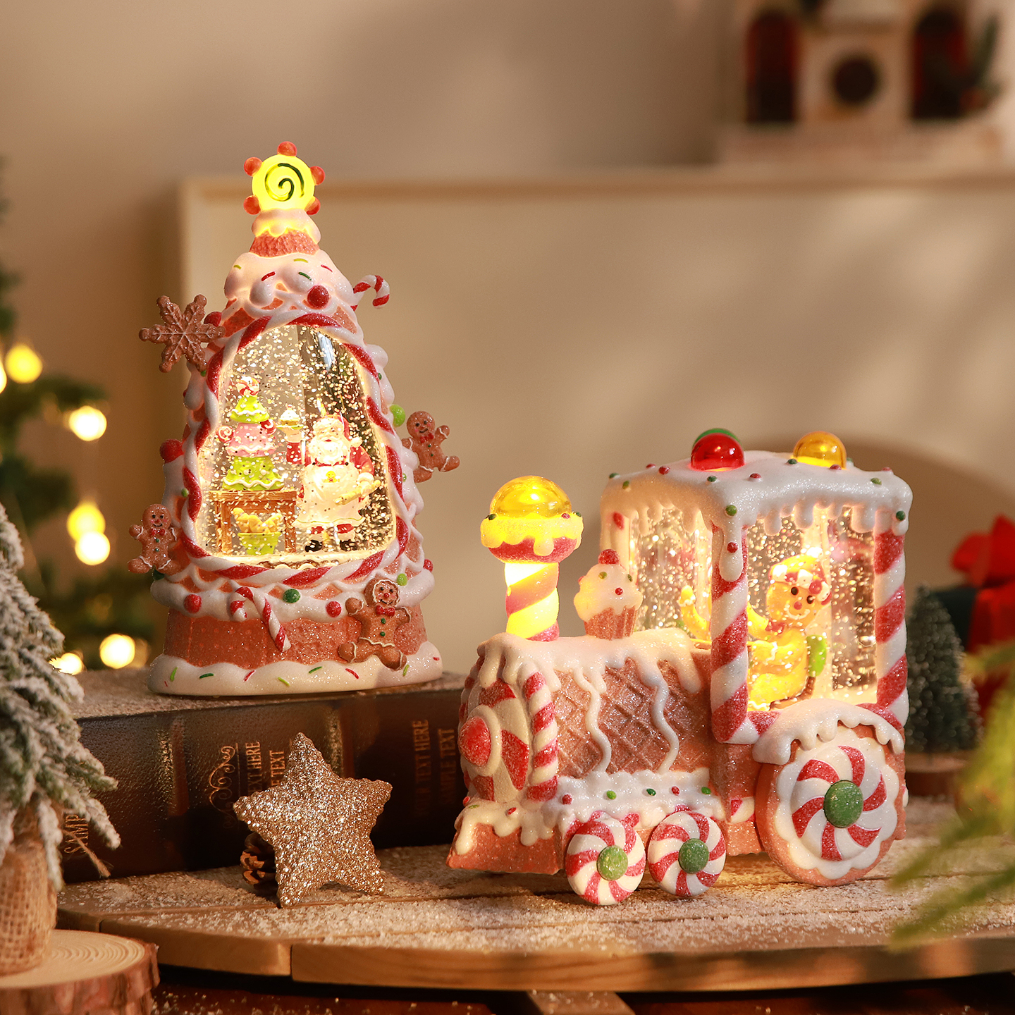 圣诞节礼物火车头老人八音盒水晶球音乐盒飘雪送儿童女孩生日礼品