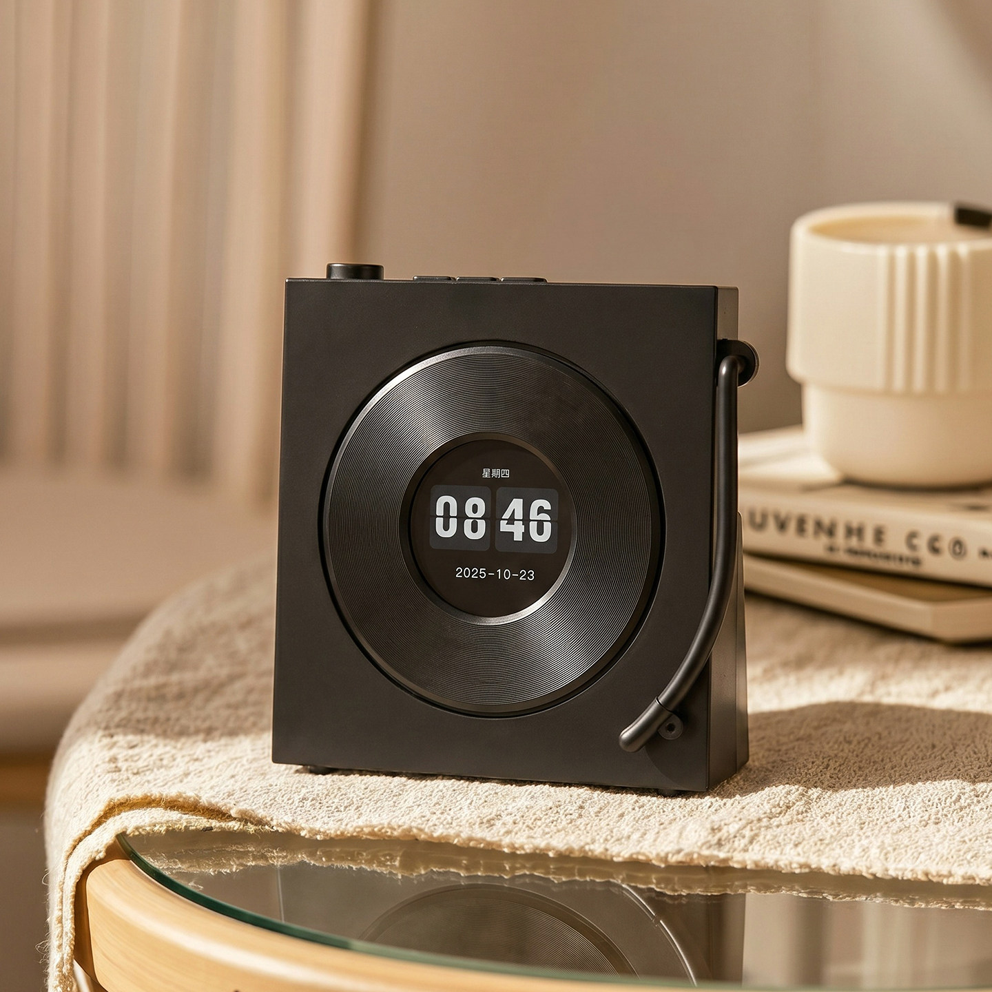 悬浮歌词蓝牙音箱数字显示电子时钟摆台式桌面时钟高级感装饰摆件