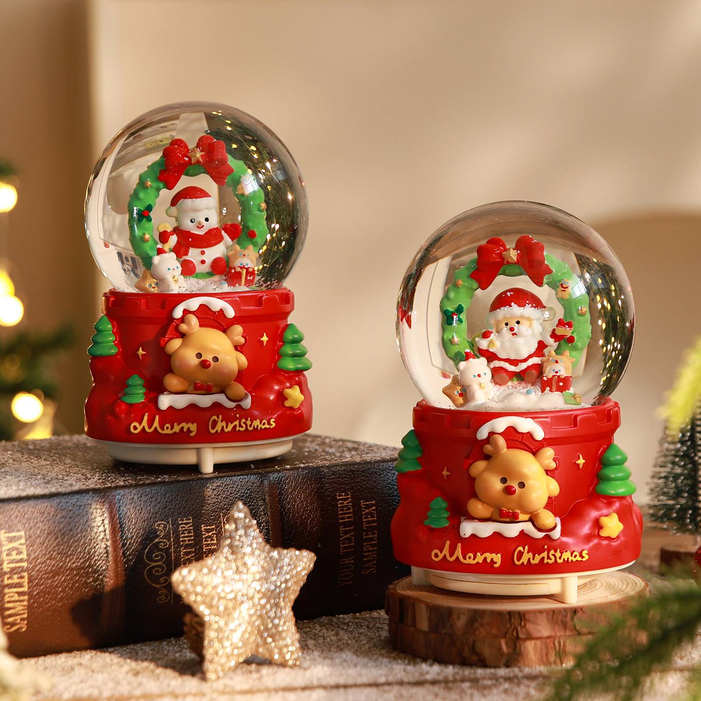 圣诞节老人水晶球音乐盒八音盒氛围布置桌面摆件女生儿童生日礼物,节庆用品/礼品,圣诞装饰品,淘宝优惠券,粉丝福利购,淘宝优惠卷