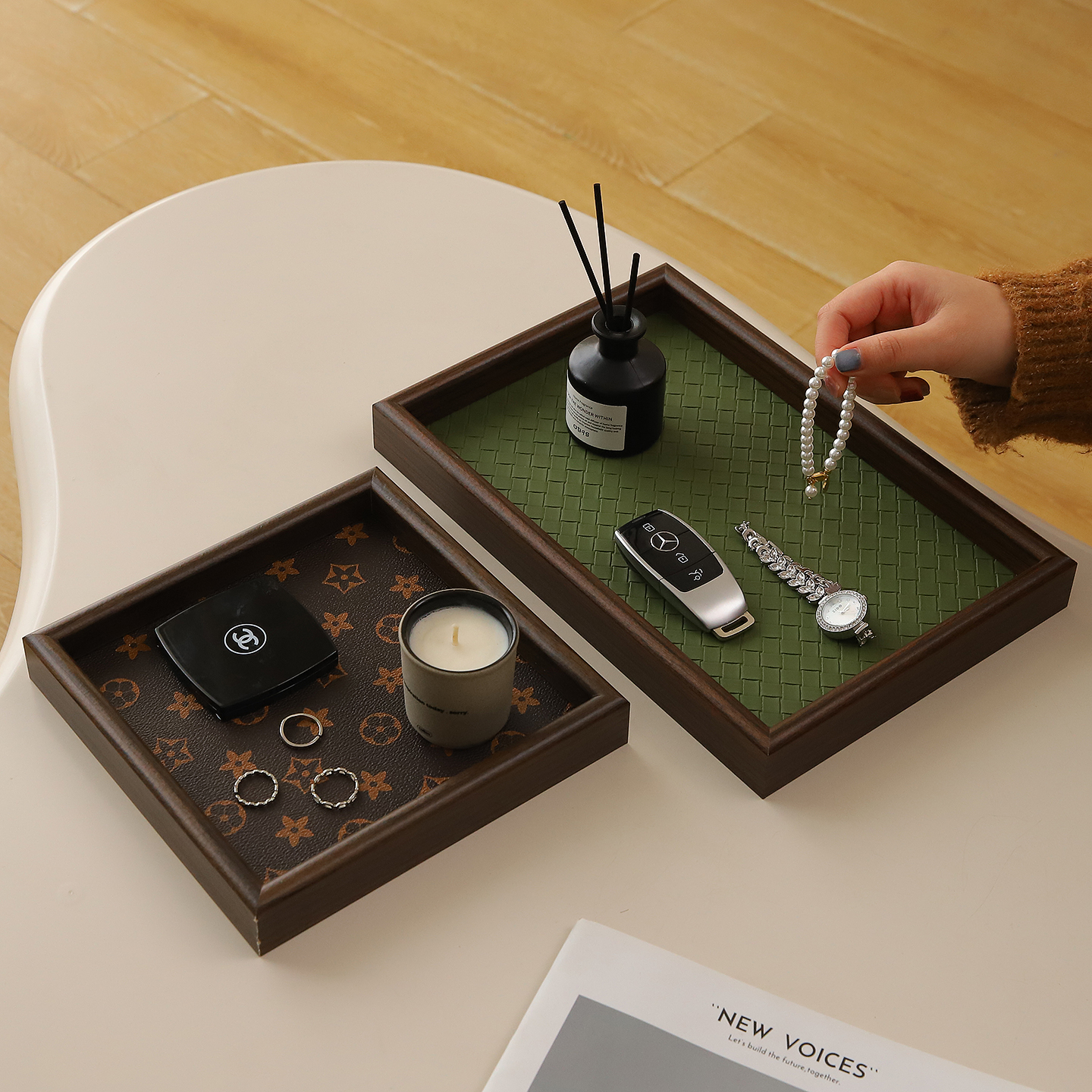 中古风香水香薰托盘复古摆件高级感小众首饰化妆品收纳展示置物盘