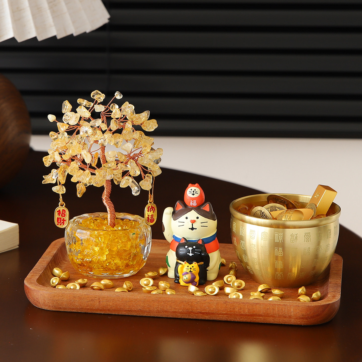 黄水晶发财树招财猫入户进门玄关装饰摆饰办公室桌面客厅家居好物,家居饰品,装饰摆件,淘宝优惠券,粉丝福利购,淘宝优惠卷