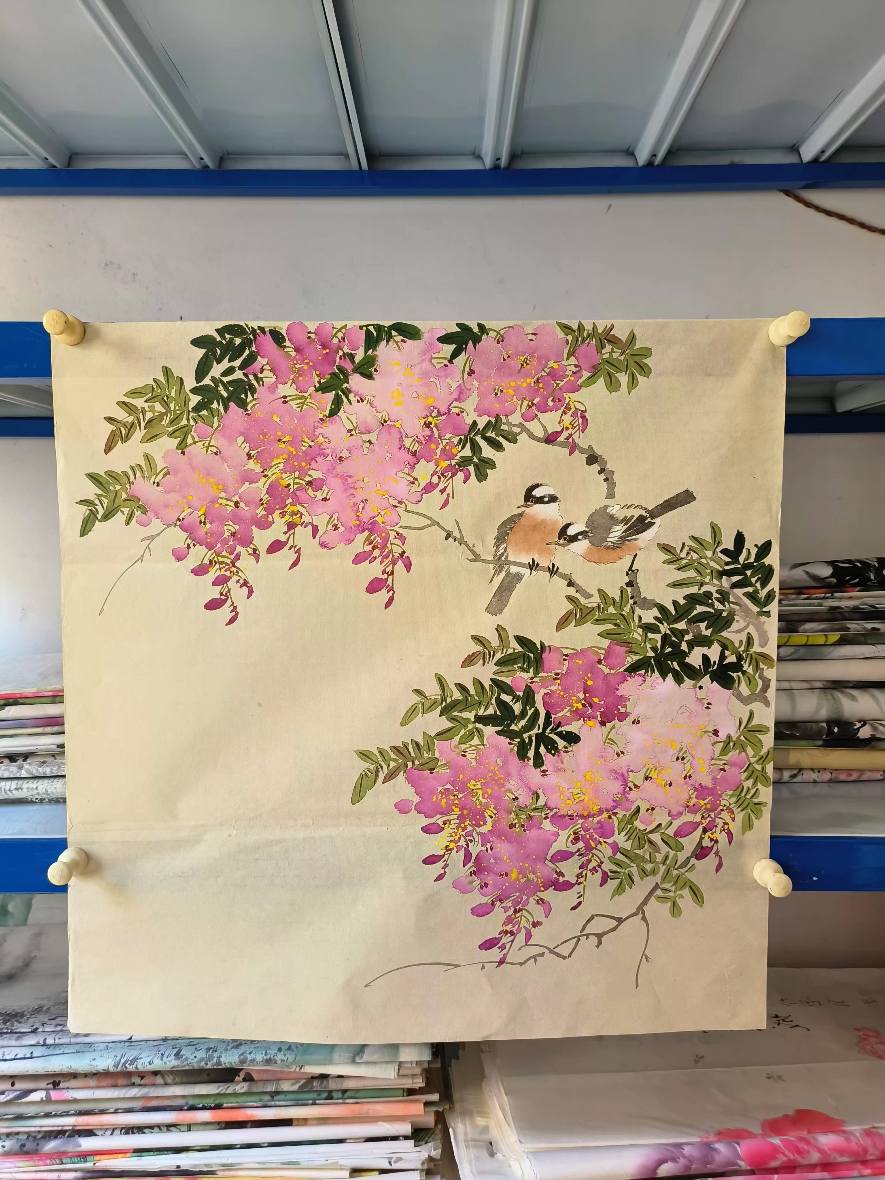 8墨锦轩装饰国画水墨纯手绘花鸟画四尺斗方紫藤紫气东来aa1052938