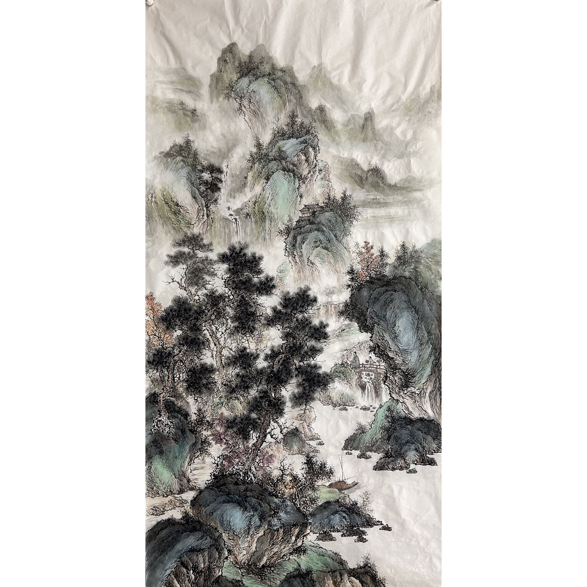 8墨锦轩中堂精品酒店国画纯手绘仿古字画四尺山水画AJ4112001-4