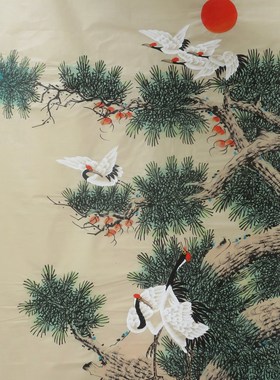 招财画入户走廊玄关过道竖幅装饰国画纯手绘四尺松鹤AL2010526