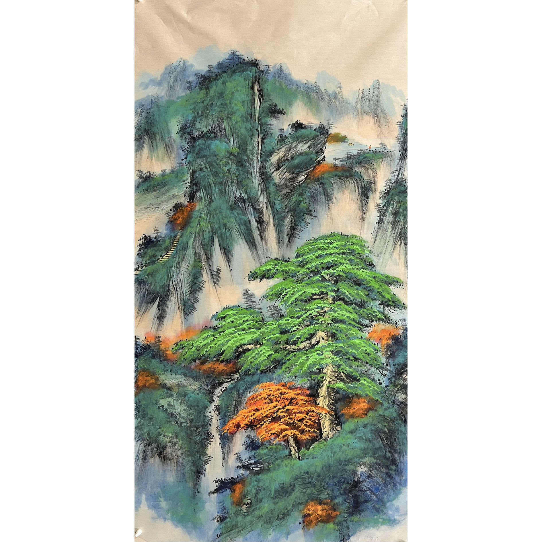 8墨锦轩中堂装饰玄关国画批发纯手绘四尺山水画峡江AW5010901-12