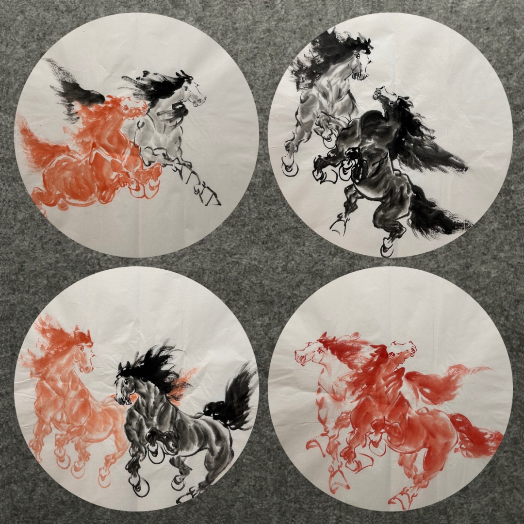 直径68厘米装饰国画批发动物纯手绘圆形马马到成功AY9101321-35