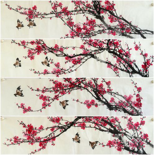 手绘花鸟国画8墨锦轩梅开五福