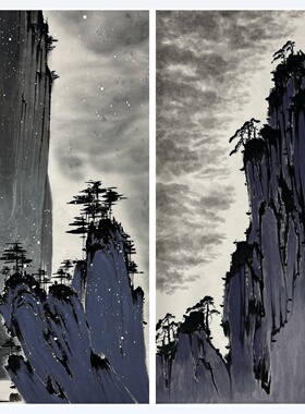 136X68CM中堂纯手绘四尺山水画仿大千字画办公室国画AW6100201-10