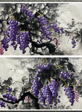 精品装饰国画批发水果花鸟画纯手绘四尺葡萄硕果累累AE5122601-10