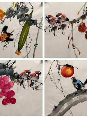 纯手绘花鸟画8墨锦轩国画字画