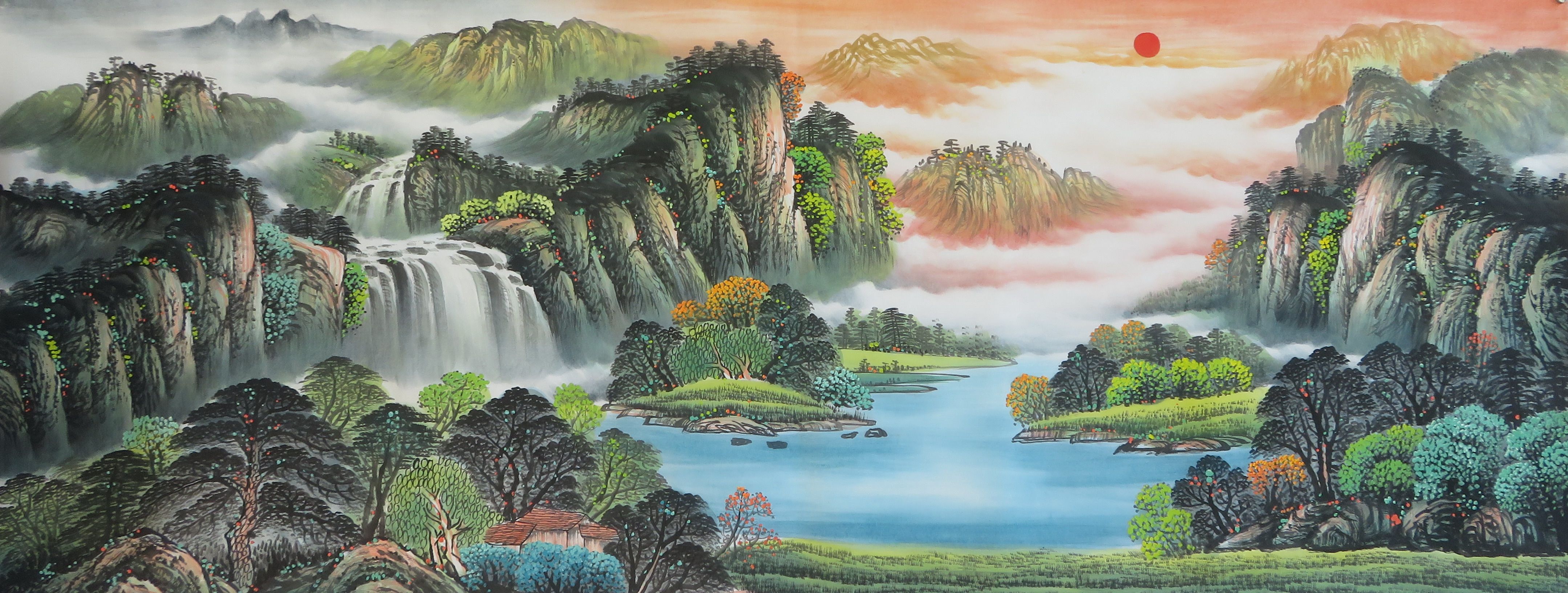 【8墨锦轩】客厅宣纸国画纯手绘小六尺山水画源远流长al1110809