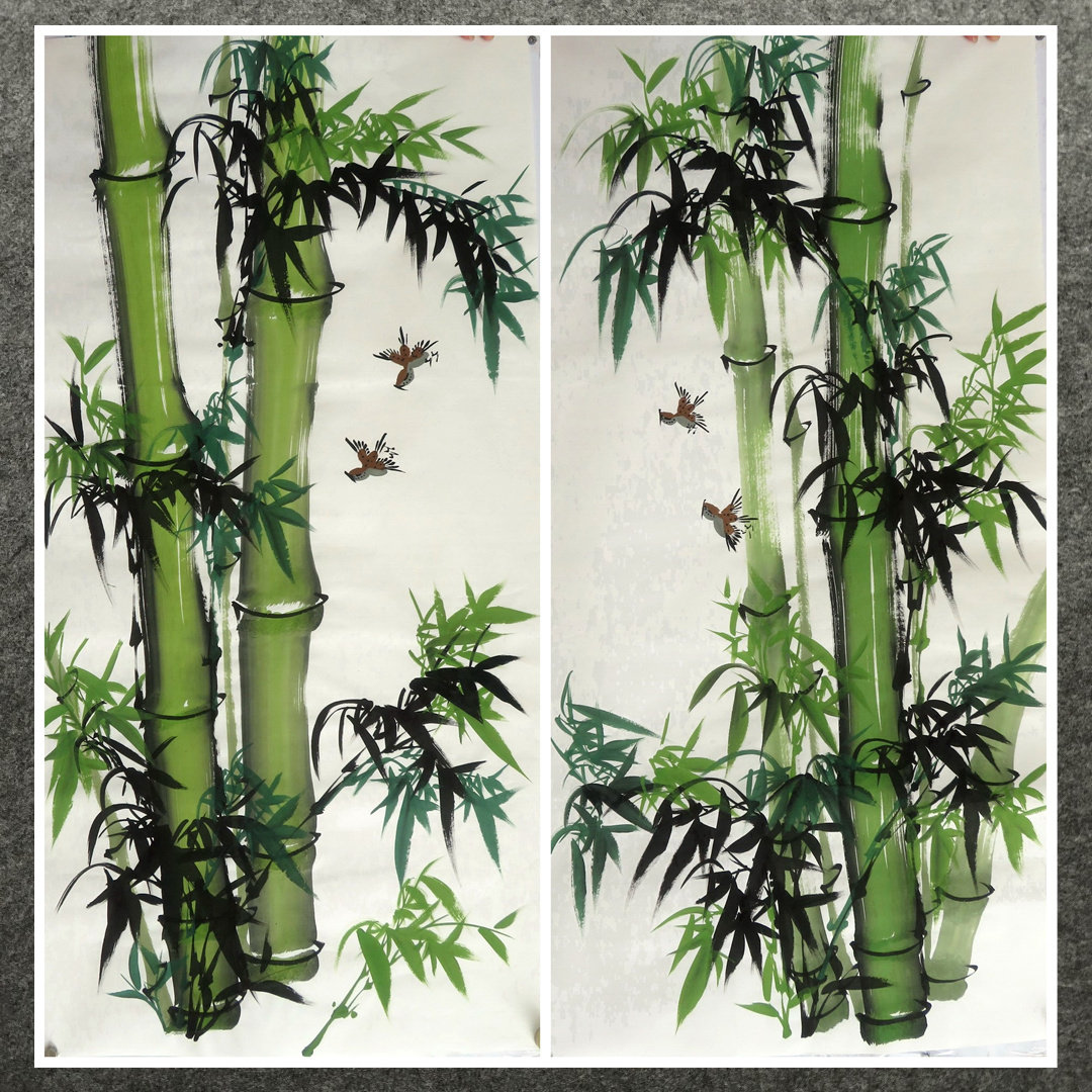 8墨锦轩竖幅装饰国画字画花鸟纯手绘三尺竹子竹报平安ai30981-125