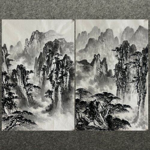 68X45CM中堂装饰国画纯手绘四尺三开山水画福地雅居AE6072421-44