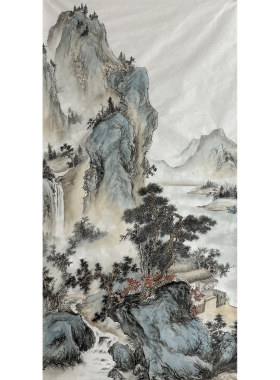 8墨锦轩中堂精品酒店国画纯手绘仿古字画四尺山水画AK6040301-3