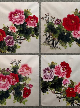 精品装饰国画批发纯手绘花鸟画四尺斗方牡丹花开富贵AK4111601-30