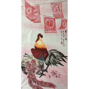 饰国画花鸟画纯手绘吉祥画四尺公鸡AU5030203 装 136X68厘米落款