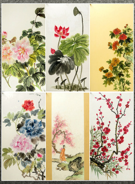 61X33CM精品装饰国画纯手绘卡纸字画四尺四开花鸟画AM4050101-25