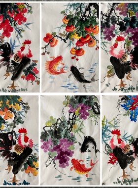 8墨锦轩68X45厘米纯手绘四尺三开花鸟国画客厅走道中式装饰画02