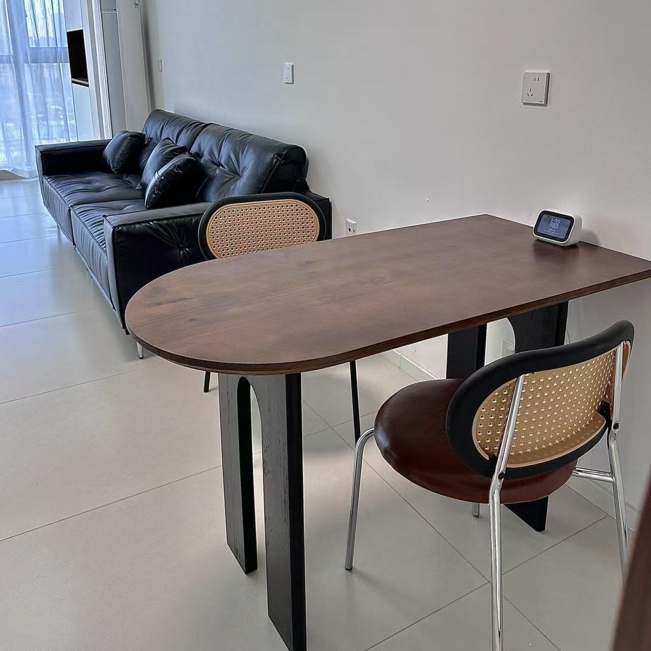 中古侘寂设计师款实木椭圆餐桌