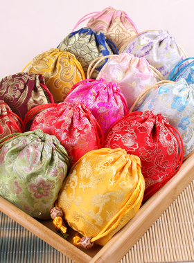 黄色锦缎首饰盒锦囊袋中国风首饰包装礼品袋 束口袋