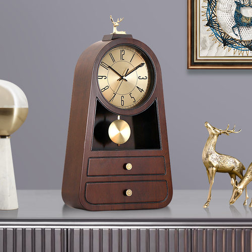 实木大号老式座挂两用钟表报时
