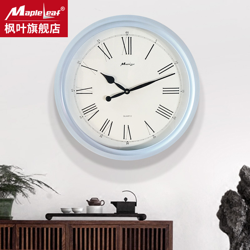 客厅实木石英挂钟走时精准无噪音