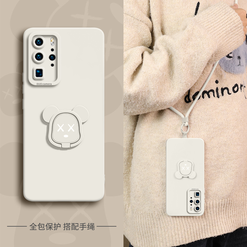 适用华为p40pro熊头支架软硅胶壳