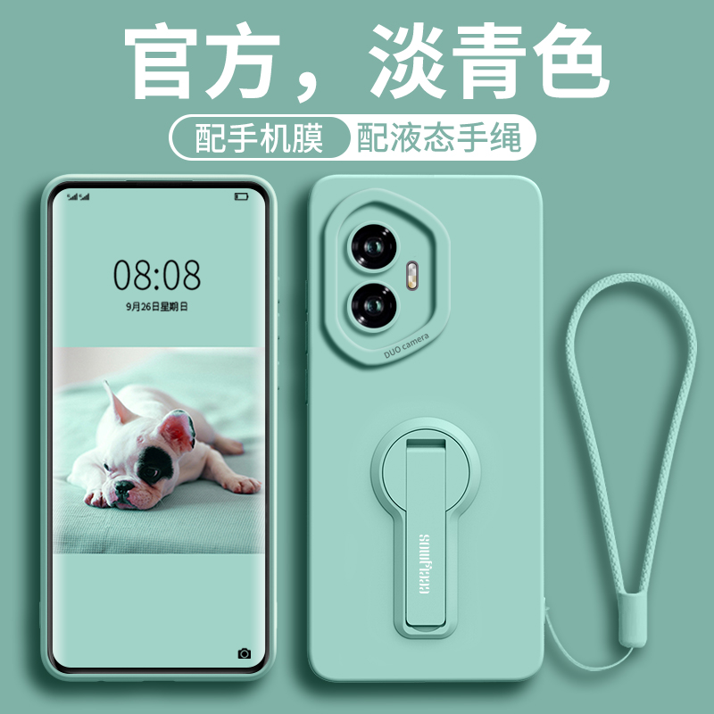 适用荣耀400手机壳新款400Pro液态硅胶带挂绳honor女式防摔400PRO镜头dnn一an00带支架全包pro男士软壳保护套