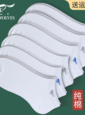 七匹狼白色袜子男士短袜纯棉防臭吸汗抗菌船袜男生秋季薄款短筒袜