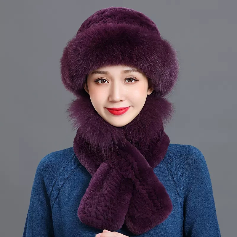 皮草帽子女冬天保暖仿狐狸毛帽子加厚中老年妈妈帽时尚獭兔毛礼帽