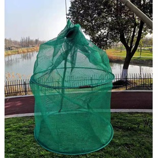 渔网箱折叠圆形网箱螃蟹暂养吊笼鱼护加厚全新料网养鱼笼