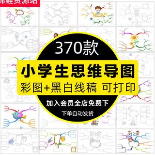 小学生思维导图模板数学语文英语一二三年级上下册线稿手抄报电子