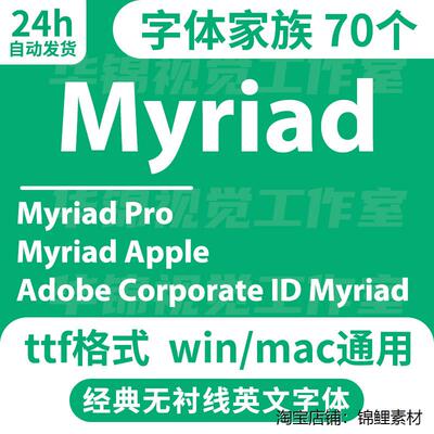 Myriad字体Pro/Apple 全套字体安装包无衬线英文字体系列粗细可变