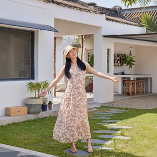 丹同款琳丹乐2025新品杏花背心裙雪纺连衣裙58095